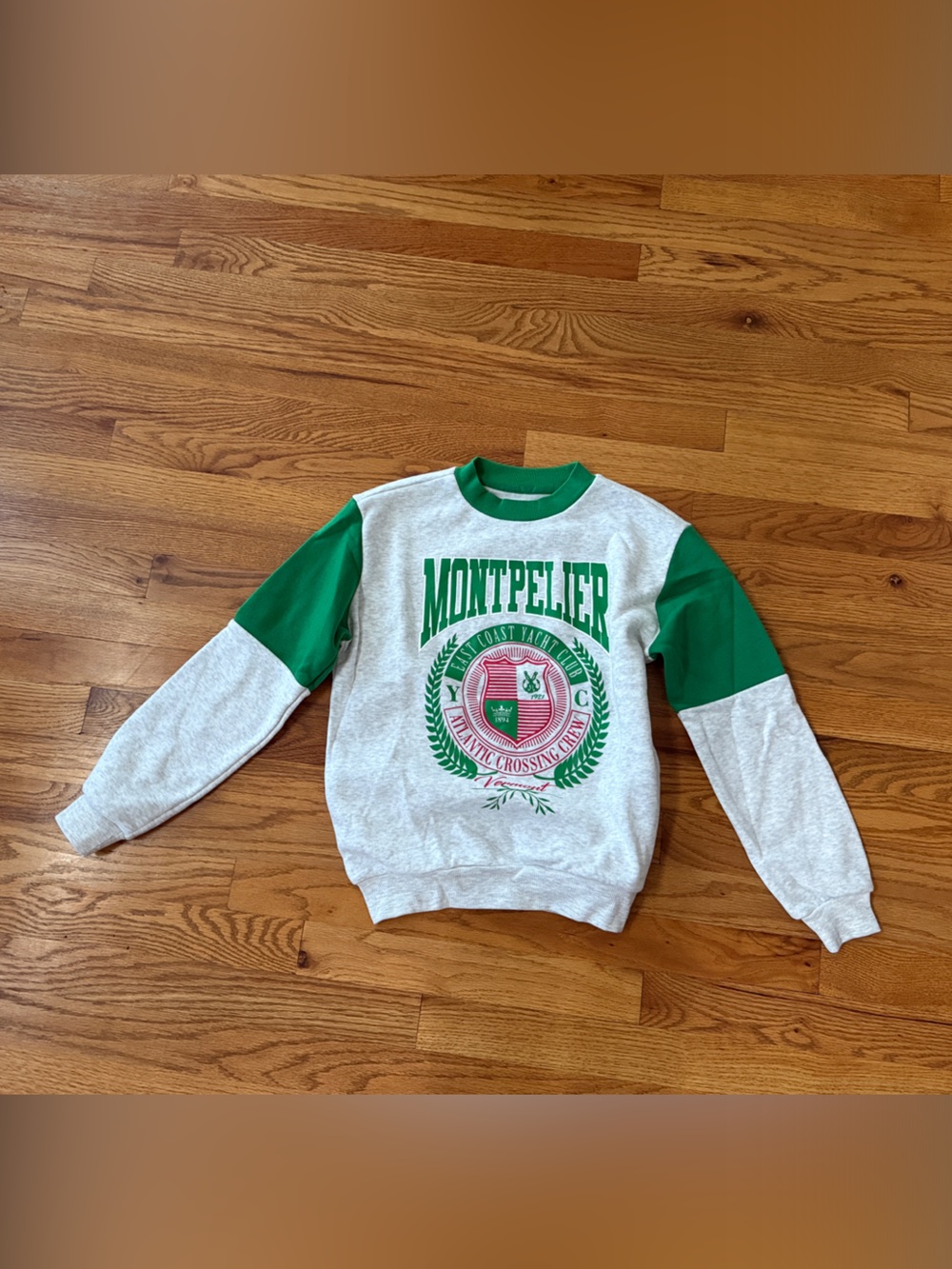 Montpelier Kids Gray & Green Crewneck Sweatshirt